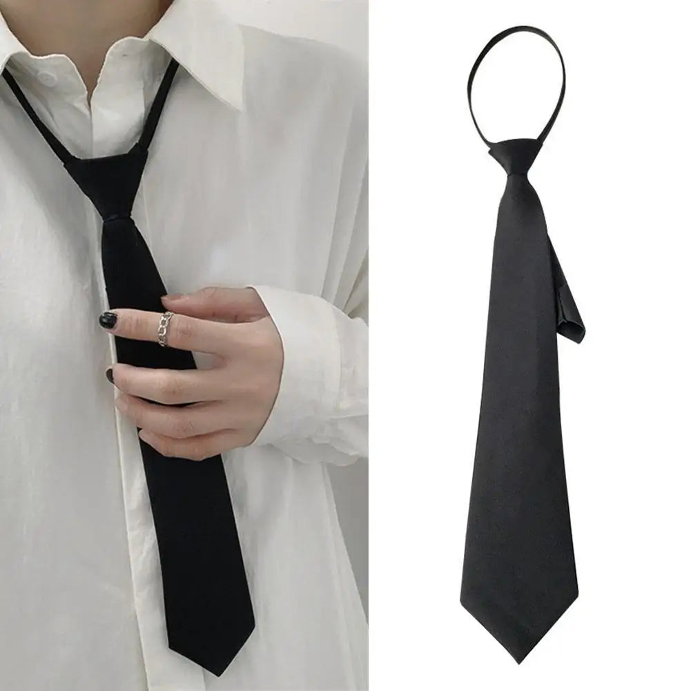 Cravate unisexe pour hommes et femmes, fermeture éclair, noire, à clip, pour hommes, cravates de sécurité, cravates pour vêtements, cravates mates pour porteurs funéraires