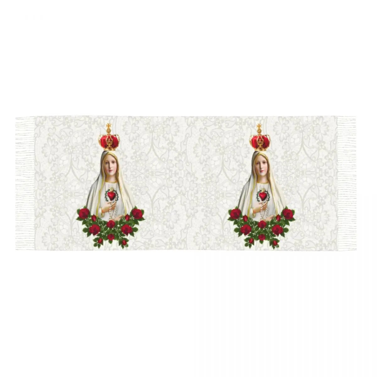 Écharpe élégante à pompons Notre-Dame de Fatima, Vierge Marie, châle chaud d'hiver pour femmes, écharpe catholique pour dames, chapelet portugais