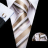 Cravate de luxe pour homme, ensemble de boutons de manchette et mouchoir en soie à rayures rouges, style business, Barry.Wang, accessoire tendance pour mariage, fête, décontracté