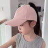 Love Heart Kids Baseball Caps Adjustable Large Brim Sun Hat Solid Color Hollow High Ponytail Caps for Boys Girls