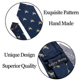 Ensemble de cravates pour homme, motif dinosaure, bleu marine et doré, 8,5 cm, en soie, idéal pour un mariage, FA-5191