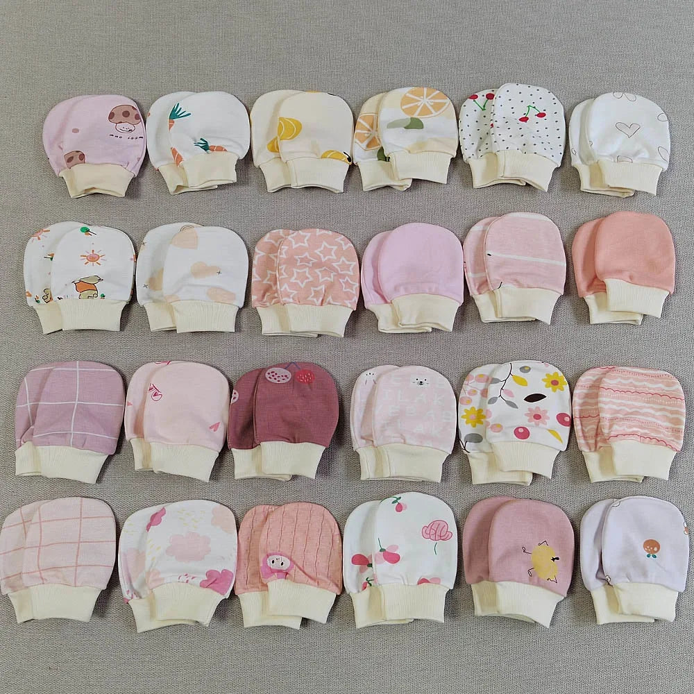 Lot de 5 paires de gants pour nouveau-né, moufles anti-rayures, en coton, unisexes, pour garçons et filles, de 0 à 3 mois