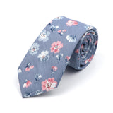 New Style Floral Printed 6cm Tie Blue Green Purple Skinny 100% Cotton Necktie For Men Women Wedding Party Suits Shirt Accessory