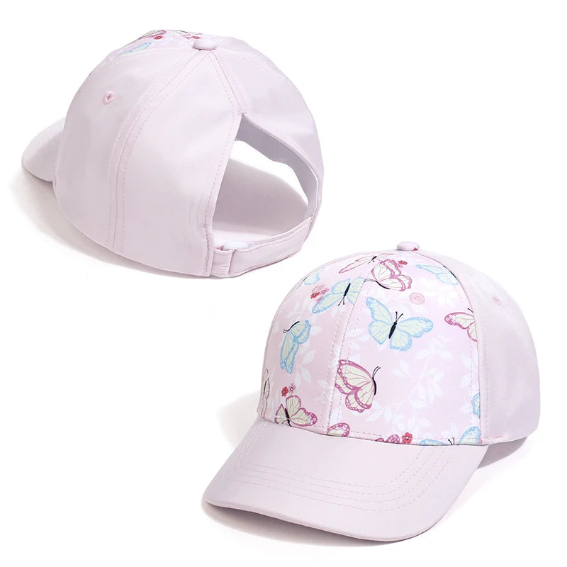 Fashion High Ponytail Kids Boy Hat Sun Hats Baseball Caps Adjustable Solid Color Print Travel Caps Baby Children Peaked Caps Hat