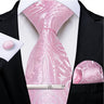 Ensemble cravate homme en soie à rayures roses, motif floral, motif cachemire uni, 8 cm, mouchoir, boutons de manchette, accessoires de mariage, de bal, cravate