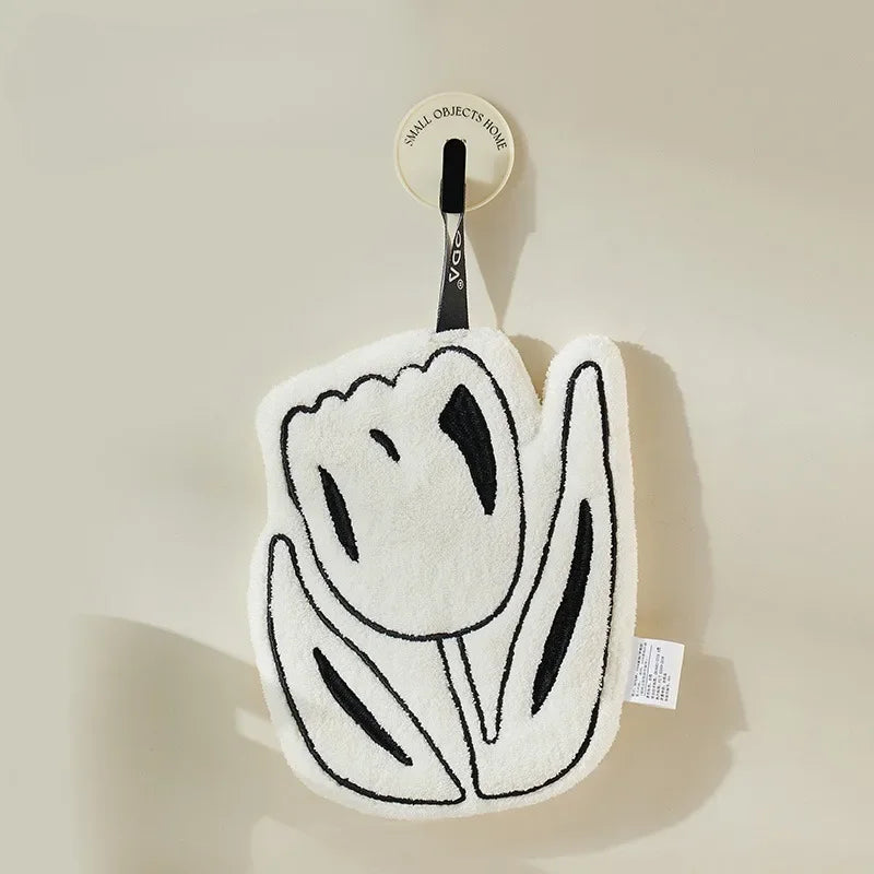 Hanging Hand Towel Home Coral Fleece Hands Towel Kitchen Hanging Washcloth Double-layer Thickened Speed Absorbent Handkerchief