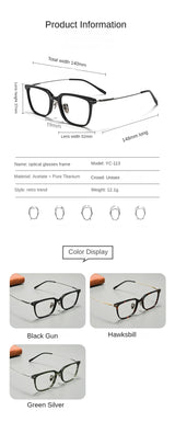 High Quality Luxury Glasses Ultra Light Pure Titanium Men's Eyeglass Frames High-Quality Acetate Prescription Eyeglass Frames