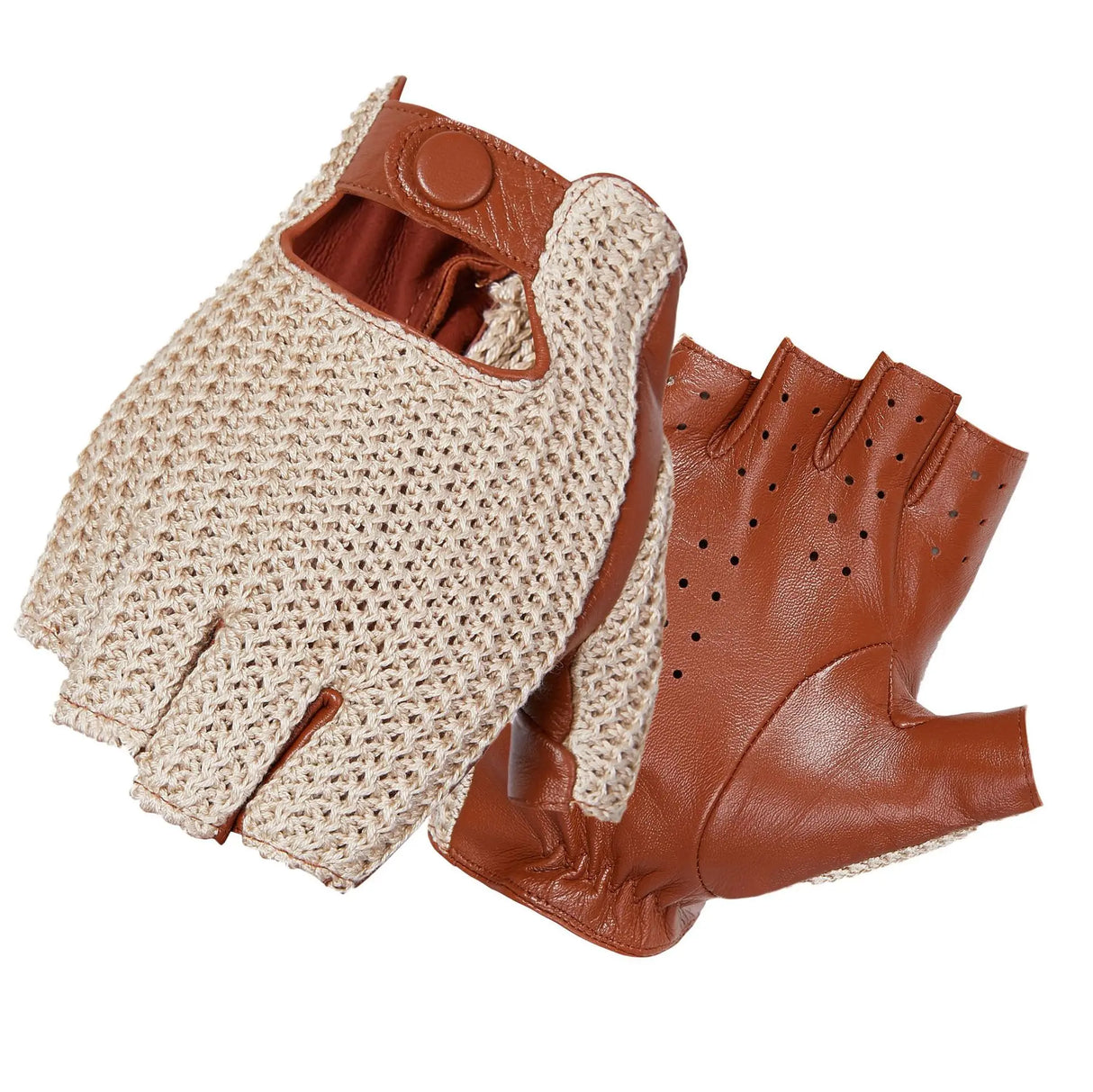 Gants de conduite pour hommes, gants de moto, gants demi-doigts en peau de mouton, gants de voiture en cuir tricoté pour hommes, gants de travail