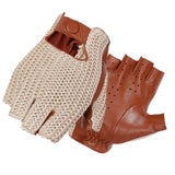 Gants de conduite pour hommes, gants de moto, gants demi-doigts en peau de mouton, gants de voiture en cuir tricoté pour hommes, gants de travail