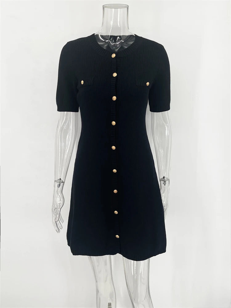 Robe courte élégante en tricot Trendix pour femme, coupe slim, taille haute, manches courtes, côtelée, idéale pour les vacances