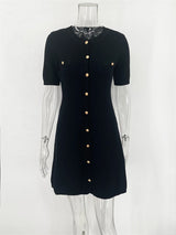 Robe courte élégante en tricot Trendix pour femme, coupe slim, taille haute, manches courtes, côtelée, idéale pour les vacances
