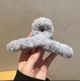 Winter Faux Fur Hair Claw for Women Elegant Acrylic Crab Barrette Hairpin Girl-Hair Accessories Furry Headwear Hair Claw Clip