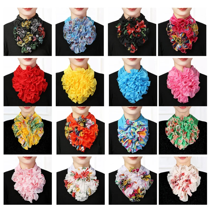 Koreanischer Chiffon-Halsschutz mit Blumenmuster, falscher Kragen, Sicherungsschal, Sommer, Frauen, Eisseide, Schutz der Halswirbelsäule, elastisches Lätzchen, Kopfhals