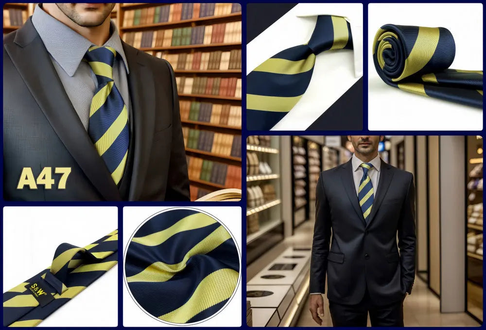 Cravates classiques jaunes et marron pour hommes, tenue de soirée, mariage, école, livraison directe
