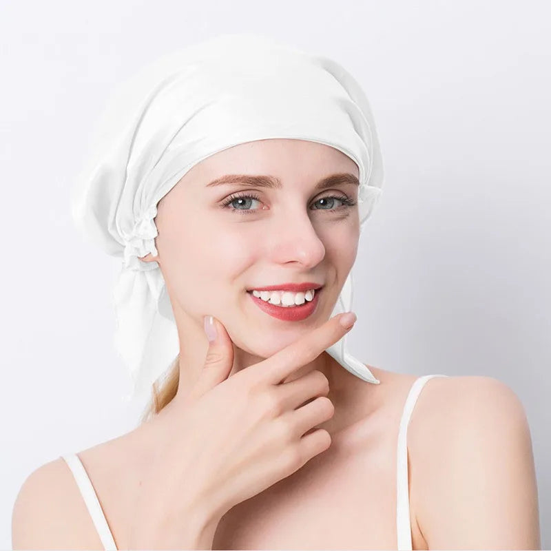 Bonnet de nuit en soie de mûrier 100 % naturelle, bonnet de douche en soie, bonnet de nuit, tâches ménagères, cuisine, soins capillaires, bonnet protecteur, accessoires pour cheveux