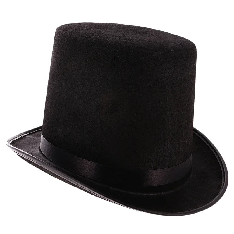 Chapeau haut-de-forme en feutre pour déguisement de magicien, accessoires de cosplay, d'Halloween, fournitures de fête, steampunk, cirque, maître de piste, rôle pour jeu, hommes et femmes