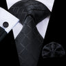 Barry.Wang Ensemble cravate et mouchoir en soie à carreaux pour homme, motif jacquard, idéal pour un mariage, un marié ou une équipe
