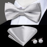 Hi-Tie Marque Soie Pré-noué Homme Nœud Papillon Mouchoir Boutons de Manchette Ensemble Nœud Papillon pour Homme Jacquard Solide Cachemire Floral Mariage Cadeau d'Affaires