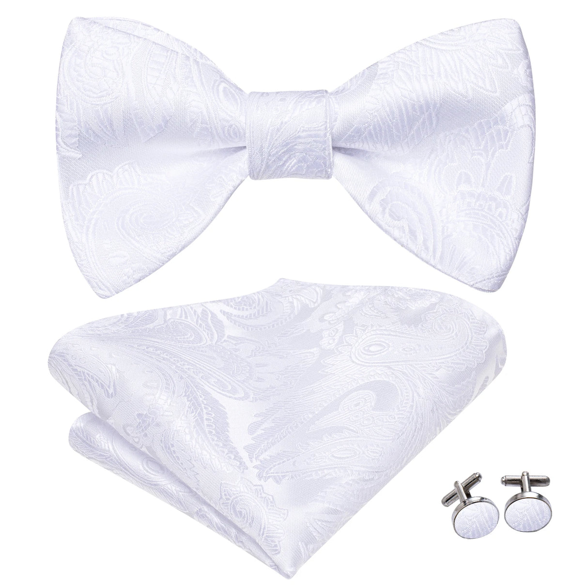 Hi-Tie Ensemble nœud papillon en soie pour homme, mouchoir et boutons de manchette, bleu, rouge, or, noir, blanc, jacquard, nœud papillon, mariage, affaires