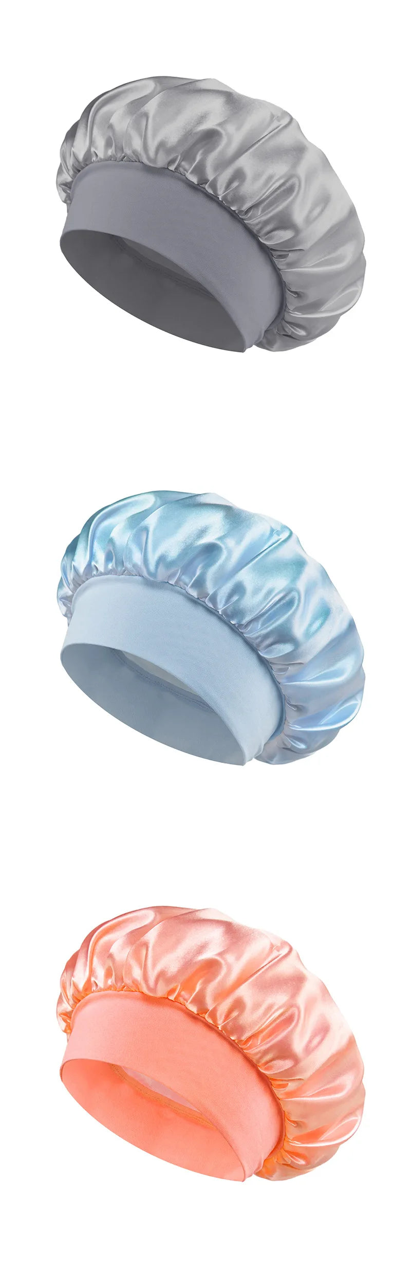 1pcs Unisex Satin Solid Wide-brimmed Sleeping Hat Elastic Band Cap Hair Care Bonnet Night Hat