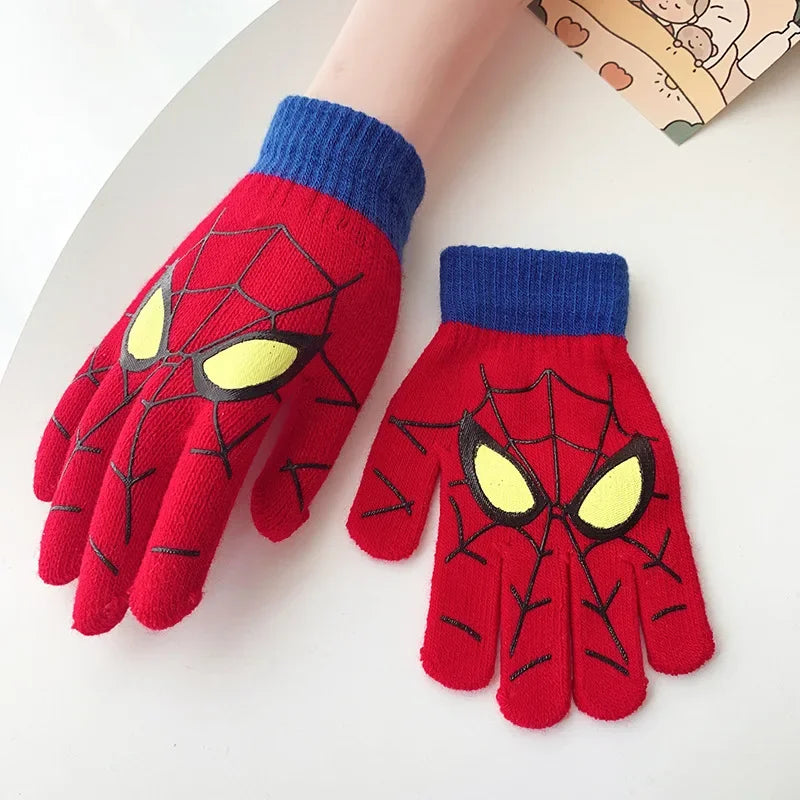 Gants d'hiver chauds pour enfants Spiderman Disney, gants tricotés de dessin animé Marvel, décoration mignonne, cadeaux de Noël pour enfants de 5 à 10 ans