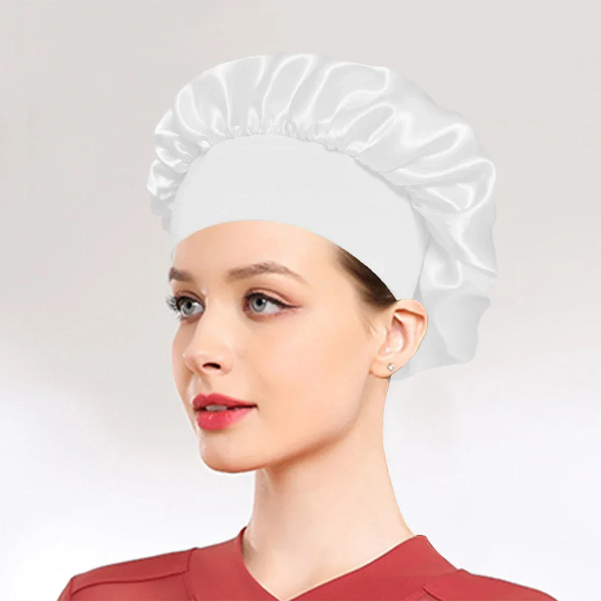 New Women's Satin Solid Sleeping Hat Night Sleep Hair Care Bonnet Nightcap Silky Shower Caps Comfortable Flower Band Unisex Cap