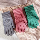 Gants d'hiver chauds pour écran tactile pour femmes et hommes, mitaines chaudes en tricot extensible, gants en laine à doigts complets, gants de cyclisme au crochet pour femmes