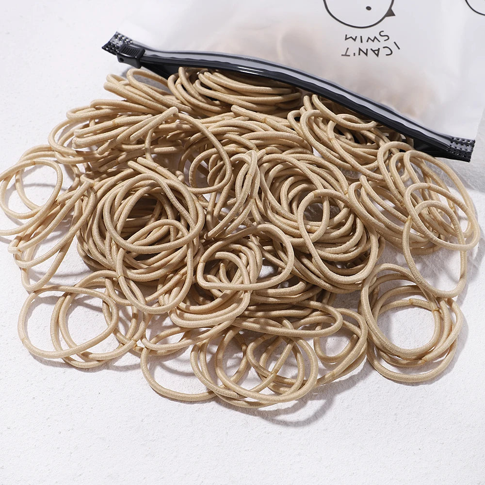 Lot de 50 bandeaux élastiques en caoutchouc pour cheveux, style macaron, très élastiques, durables, pour queue de cheval haute, pour femmes et enfants