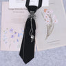 Cravate en ruban noir faite à la main, bijoux en strass cristal, chemises blanches pour hommes, étudiantes, garçons, col, cravates, uniformes, femmes