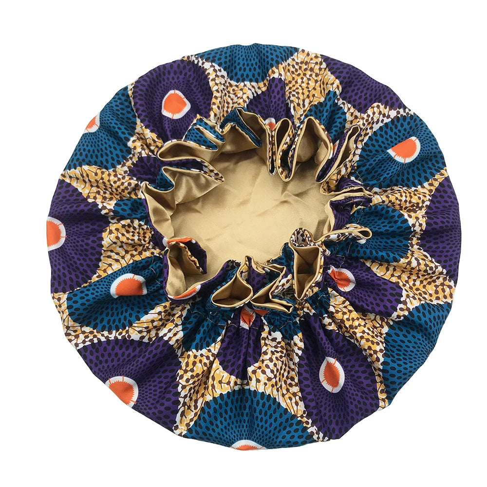 Bonnet de nuit double épaisseur en satin soyeux pour femme, grand bonnet réversible doublé de satin, couvre-chef pour la nuit, accessoires pour cheveux