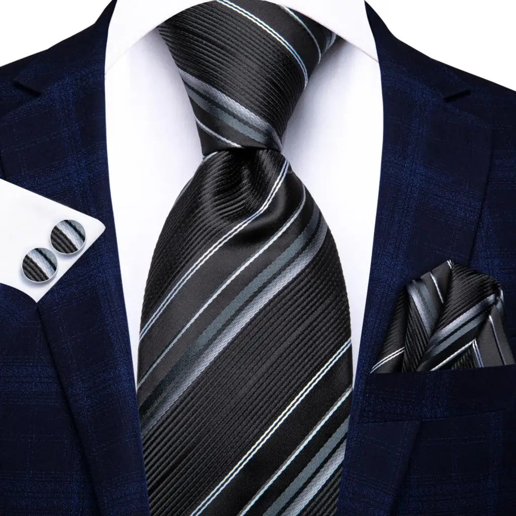 Cravates pour hommes 2023, nouvelle mode pour hommes, 8,5 cm, pochette, boutons de manchette, accessoires de mariage, créateur de cravates Hi-Tie, vente en gros