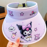 Chapeau de protection solaire Sanrio Cinnamoroll My Melody Kuromi Pompompurin, casquette anti-UV avec grande langue, cadeau d'anniversaire pour enfants