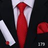 Cravate pour homme classique à carreaux, mouchoirs, cravate rouge, boutons de manchette pour homme, chemisier, affaires, mariage, accessoires, collier pour femme, cadeau pour homme