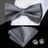 Hi-Tie Marque Soie Pré-noué Homme Nœud Papillon Mouchoir Boutons de Manchette Ensemble Nœud Papillon pour Homme Jacquard Solide Cachemire Floral Mariage Cadeau d'Affaires