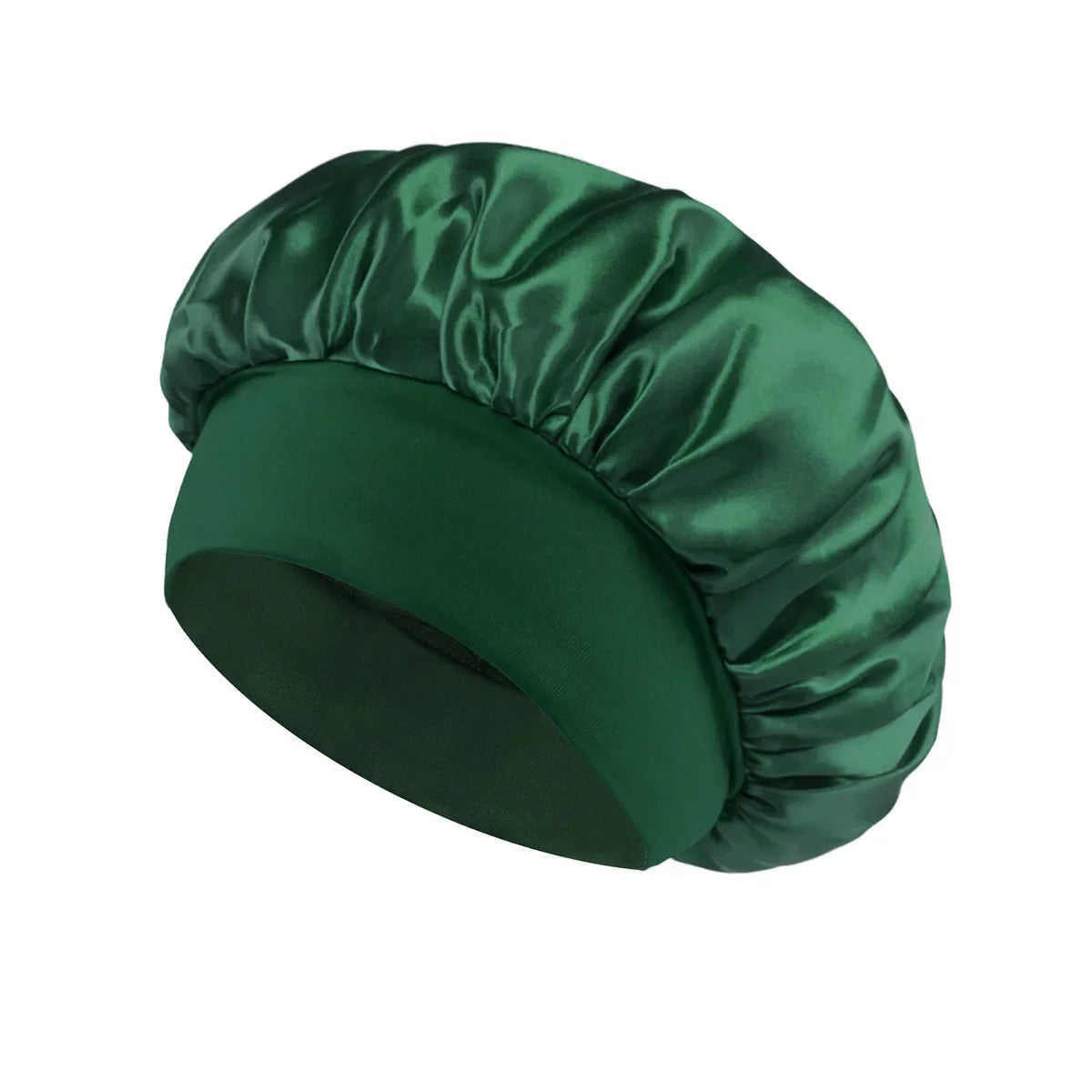 1pcs Unisex Satin Solid Wide-brimmed Sleeping Hat Elastic Band Cap Hair Care Bonnet Night Hat