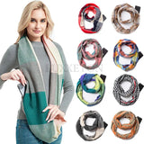 Écharpe à carreaux en cachemire pour femme, écharpe chaude d'hiver avec poche zippée dissimulée, écharpe de voyage chaude pour le cou pour femme