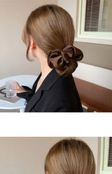 Korean Woman Big Elegant Silk Elastics Hair Band Girls Solid Color Scrunchies Hair Ties Ladies Ponytail Hold Hair Accessories