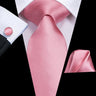 Hi-Tie 100% soie classique pour homme, cravate de mariage corail rose rouge pêche, pochette carrée, boutons de manchette, ensemble de cravates roses pour hommes, cravates cachemire unies
