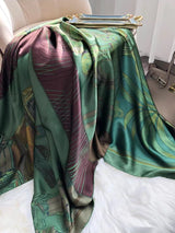 BYSIFA| Marke Grüner Schal aus reiner Seide für Damen, Foulard, Frühling/Herbst, 100 % Maulbeerseide, Schals, Herbst/Winter, lange Schals, Hijabs