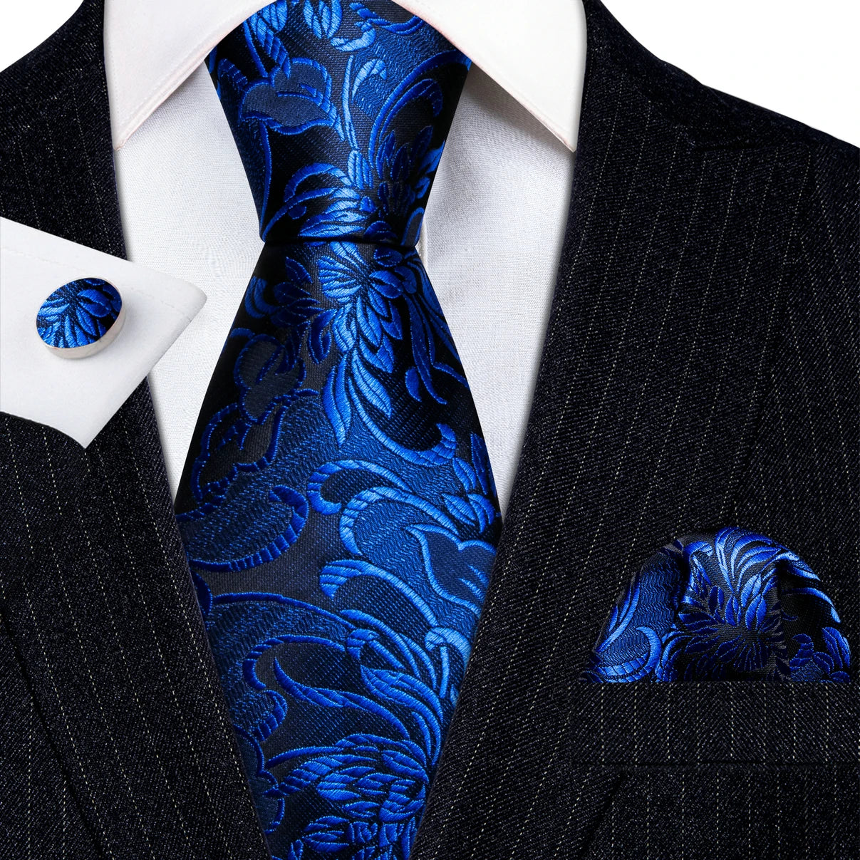 Ensemble élégant de cravates et boutons de manchette en soie à fleurs multiples pour homme, cravate jacquard à fleurs pour mariage, entreprise, fête, événement, Barry.Wang