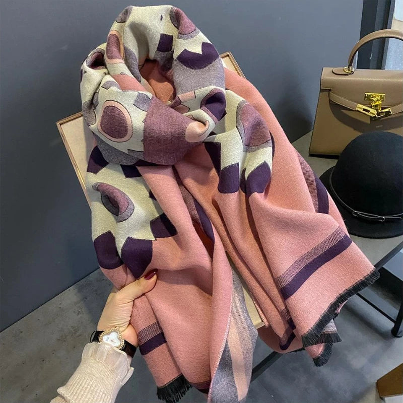 2023 Floral Pashmina Schal Warmer Kaschmirschal für Frauen Luxus Winter Dicke Decke Bufanda Weibliche Wrap Bandana Echarpe Poncho