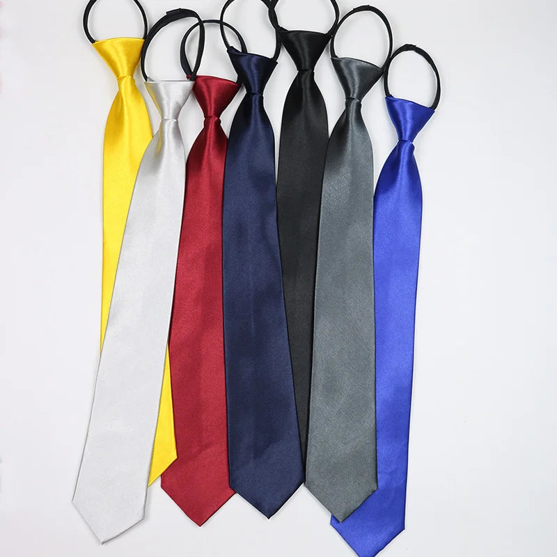 Cravate classique noire 8 cm, imitation soie, unie, pour homme, fermeture éclair, bleu et rouge, étroite, 5 cm, cadeau
