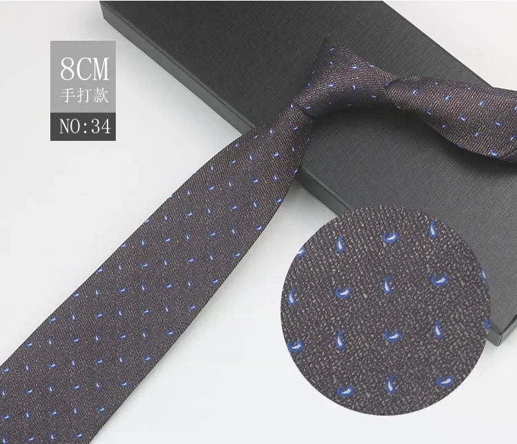 Cravate à fleurs en grille, tissée en gros, 8 cm, accessoires de mariage, bleu, homme, pois, cachemire, convient aux groupes, fêtes, bureau