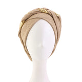 New African Headband Turban Cap Muslim Fried Dough Twists Braid Head Cap Islamic Chemo Hair Care Hats Beanie Headscarf