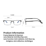 Big Titanium Glasses Frame Anti Blue Ray For Computer Work Business Spectacle Screen Protective Eyeglasses Wide155mm Light