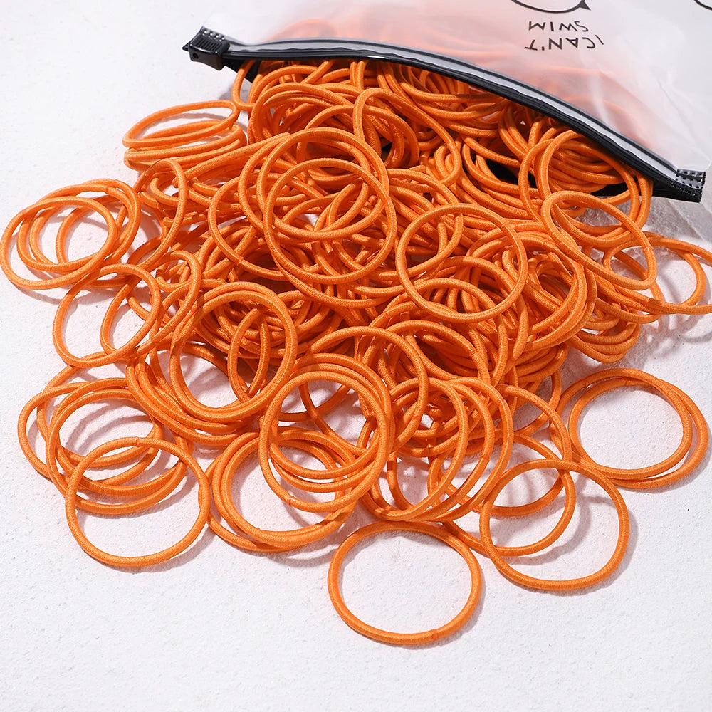 Lot de 50 bandeaux élastiques en caoutchouc pour cheveux, style macaron, très élastiques, durables, pour queue de cheval haute, pour femmes et enfants