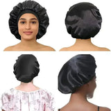 High Elastic Satin Solid Wide-brimmed Sleeping Hat Unisex Head Wrap Elastic Band Cap Hair Care Bonnet Night Sleeping Hat