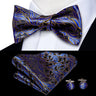 Hi-Tie Ensemble nœud papillon en soie pour homme, mouchoir et boutons de manchette, bleu, rouge, or, noir, blanc, jacquard, nœud papillon, mariage, affaires