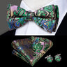 Hi-Tie Marque Soie Pré-noué Homme Nœud Papillon Mouchoir Boutons de Manchette Ensemble Nœud Papillon pour Homme Jacquard Solide Cachemire Floral Mariage Cadeau d'Affaires