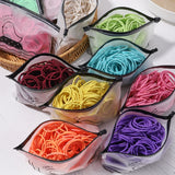 Lot de 50 bandeaux élastiques en caoutchouc pour cheveux, style macaron, très élastiques, durables, pour queue de cheval haute, pour femmes et enfants